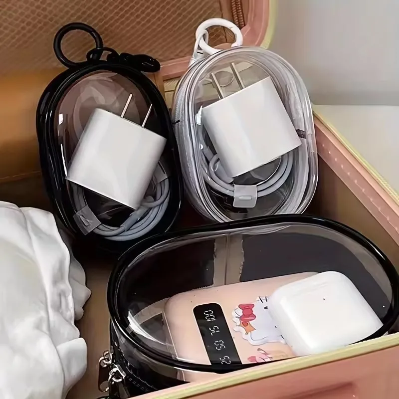 Travel Cable Organizer - Borsa Portatile Mini Trasparente con Cerniera,