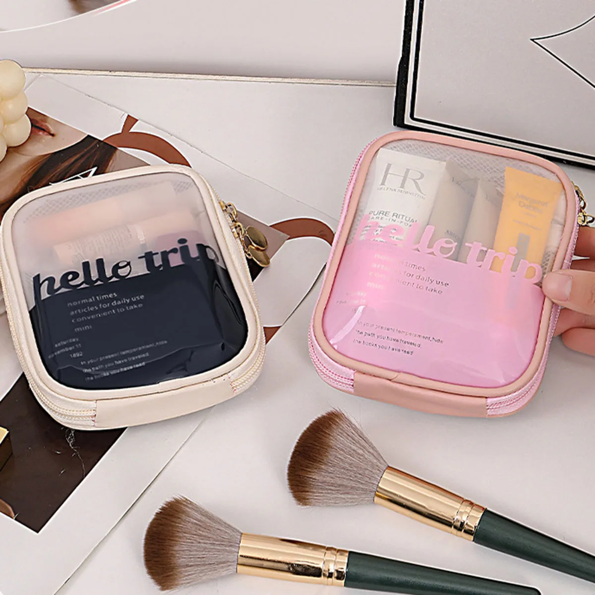 Travel Cable Organizer - Borsa Cosmetica Trasparente Portatile, Organizer per